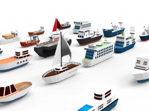 Ships collection paper boat icons 3d 3D Model
