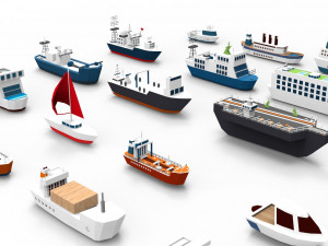 Ships collection paper boat icons 3d 3D Model