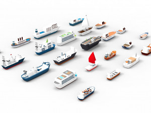 Ships collection paper boat icons 3d 3D Model