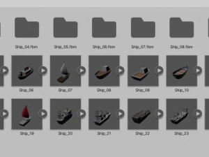 Ships collection paper boat icons 3d 3D Model