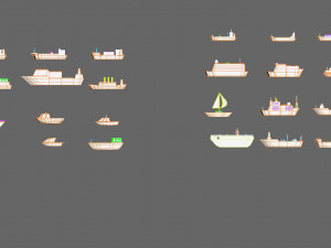 Ships collection paper boat icons 3d 3D Model