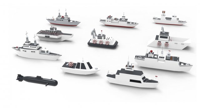 Battleship Collection group of ships and submarines 3d 3Dモデル .c4d .max .obj .3ds .fbx .stl .blend 