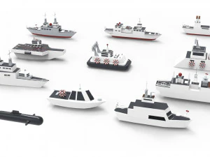 Savaş Gemisi Koleksiyonu grubu gemi ve denizaltılar 3d 3D Model