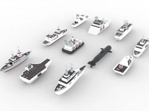 Battleship Collection group of ships and submarines 3d 3D Model