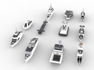 Battleship Collection group of ships and submarines 3d 3Dモデル
