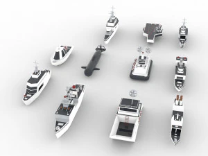 Battleship Collection group of ships and submarines 3d 3D Model