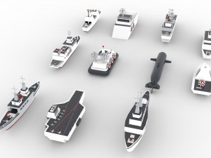 Battleship Collection group of ships and submarines 3d 3Dモデル