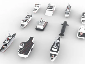 Battleship Collection group of ships and submarines 3d 3D Model
