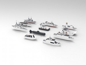 Battleship Collection group of ships and submarines 3d 3Dモデル
