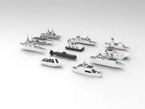 Battleship Collection group of ships and submarines 3d 3D Model