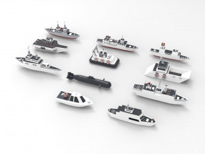Battleship Collection group of ships and submarines 3d 3Dモデル