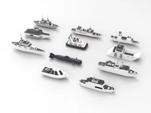 Battleship Collection group of ships and submarines 3d 3D Model