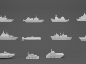 Battleship Collection group of ships and submarines 3d 3Dモデル