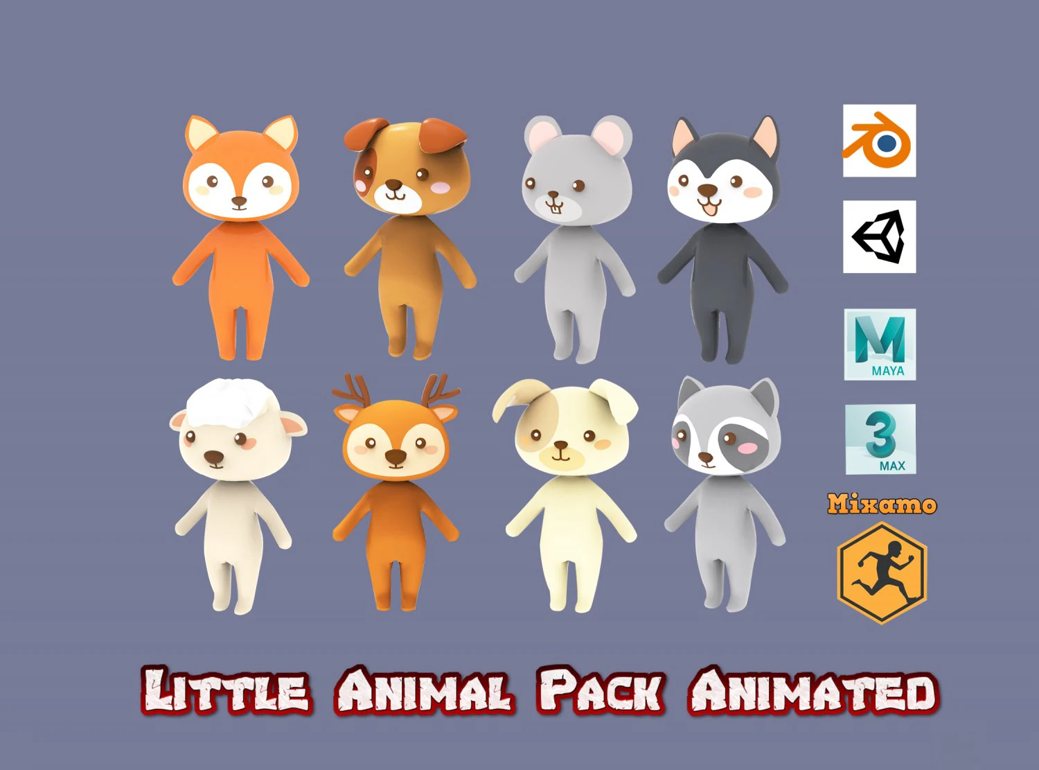 Little Animal Animated Pack 1 3D Model .c4d .max .obj .3ds .fbx .stl .blend 