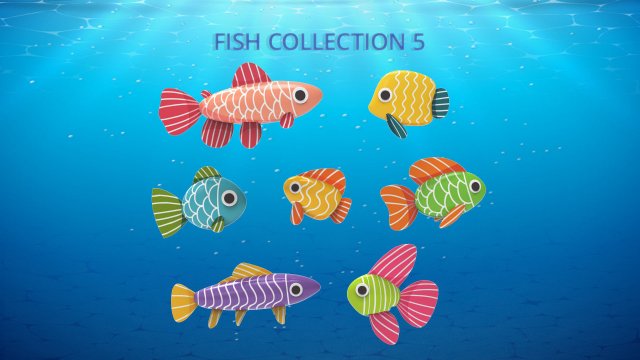 Fish Sea Collection 5 3D Model .c4d .max .obj .3ds .fbx .stl .blend 