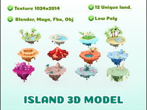 Island 3D Low-poly 3Dモデル