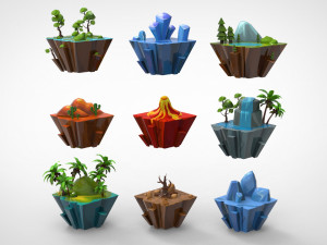 Island 2 Low-poly Modello 3D