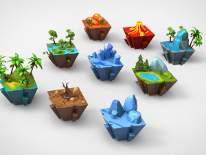 Island 2 Low-poly Modello 3D
