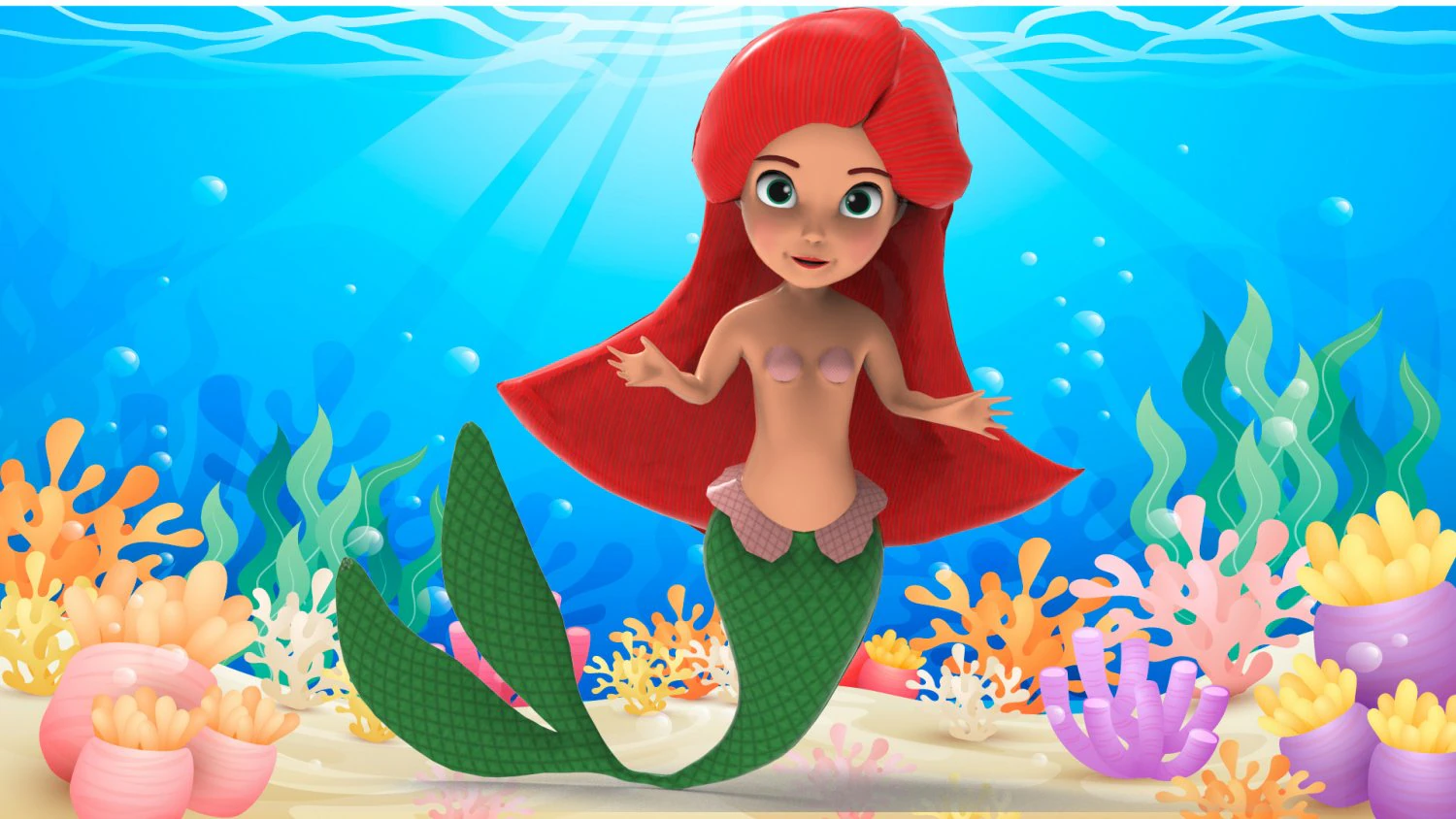 Mermaid Cartoon Animated 3D Model .c4d .max .obj .3ds .fbx .stl .blend 
