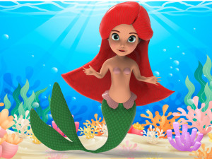Mermaid Cartoon Animated 3D Model