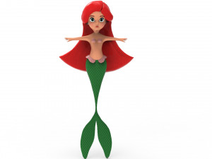 Mermaid Cartoon Animated Modello 3D