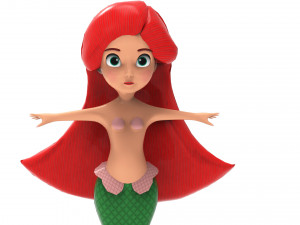 Mermaid Cartoon Animated Modello 3D