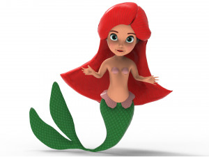 Mermaid Cartoon Animated Modello 3D