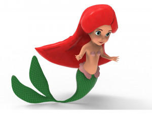 Mermaid Cartoon Animated Modello 3D