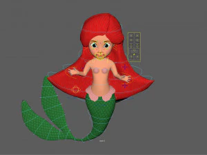 Mermaid Cartoon Animated 3D Model
