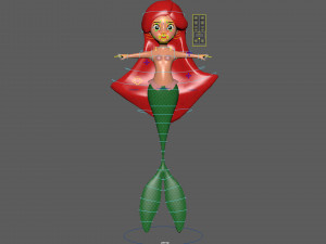 Mermaid Cartoon Animated Modello 3D