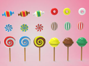 Set di spille Candy Collection Modello 3D