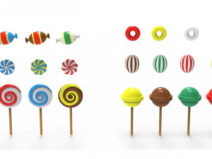 Candy Collection set of pins 3D Model