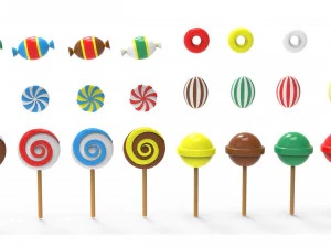 Candy Collection set of pins 3D Model