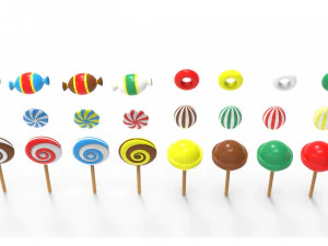 Candy Collection set of pins 3D Model