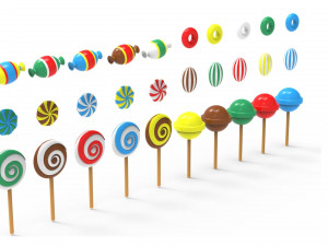 Candy Collection set of pins Modelo 3D