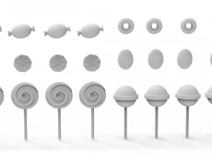 Candy Collection set of pins 3D Model