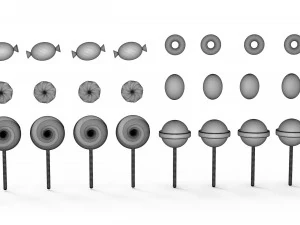 Candy Collection set of pins 3D Model