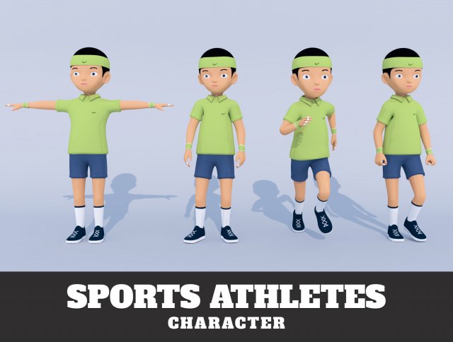 Sports athlete man 3d Model 3D .c4d .max .obj .3ds .fbx .stl .blend