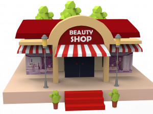 Cartoon City Buildings Shops 3D Model