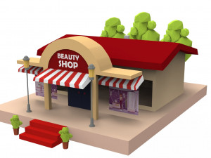 Cartoon City Buildings Shops 3D Model