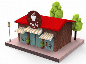 Cartoon City Buildings Shops 3D Model