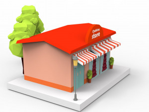 Cartoon City Buildings Shops 3D Model