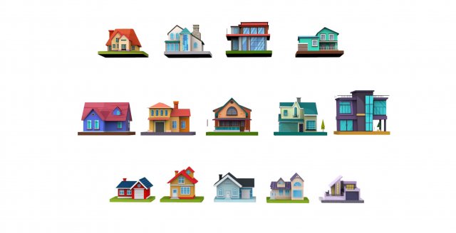 Cartoon House Buildings Pack 1 Modelo 3D .c4d .max .obj .3ds .fbx .stl .blend 