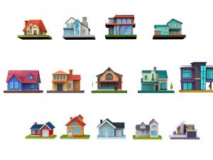 Cartoon House Buildings Pack 1 3D Model