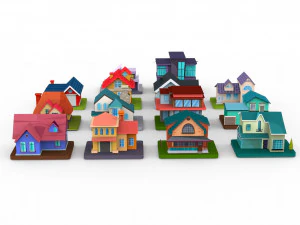 Cartoon House Buildings Pack 1 3D Model