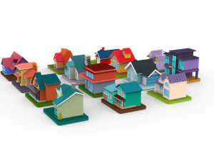Cartoon House Buildings Pack 1 3D Model
