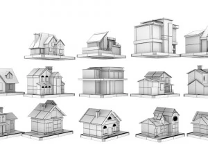 Cartoon House Buildings Pack 1 3D Model