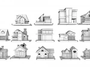 Cartoon House Buildings Pack 1 3D Model