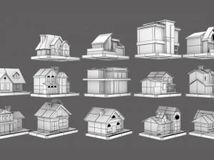 Cartoon House Buildings Pack 1 3D Model