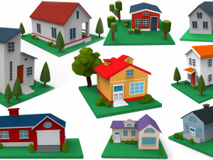 Cartoon House 3D Buildings 3D Модель